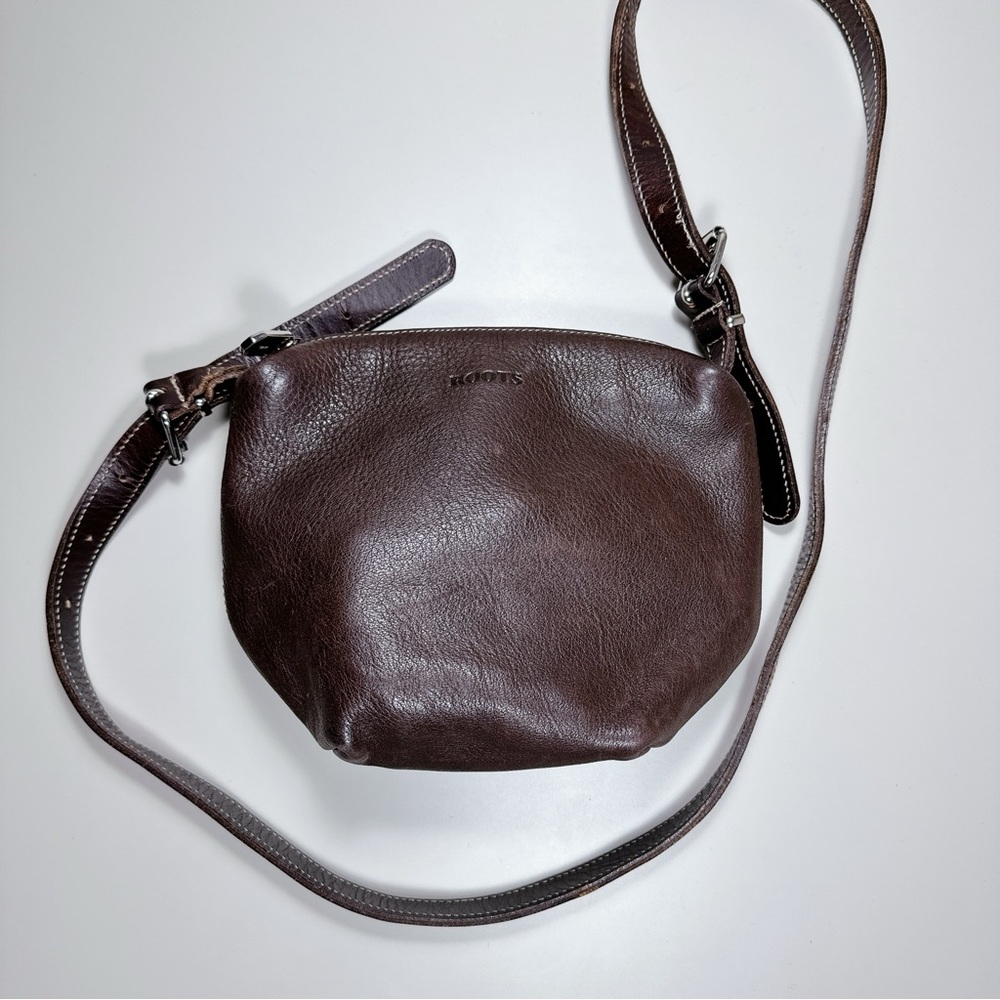 Roots Brown Leather Crossbody Bag